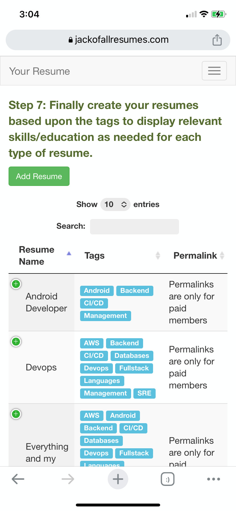 Resumes