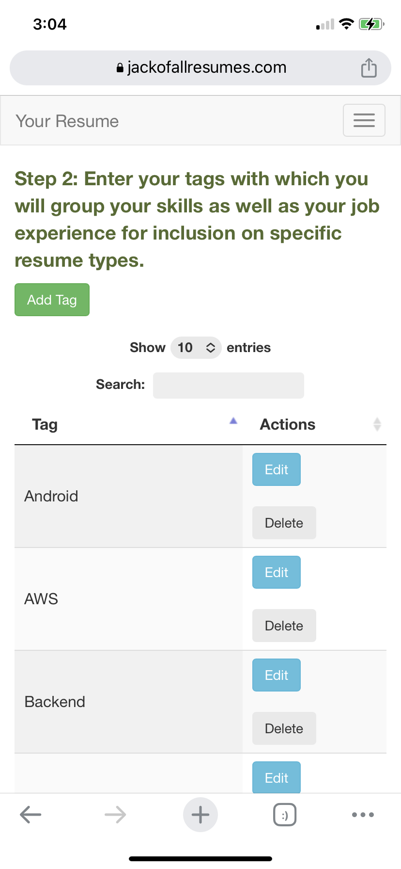 Tags Page